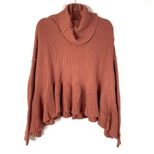 Free People | Layer Cake Rose Peplum Turtleneck Sweater XS